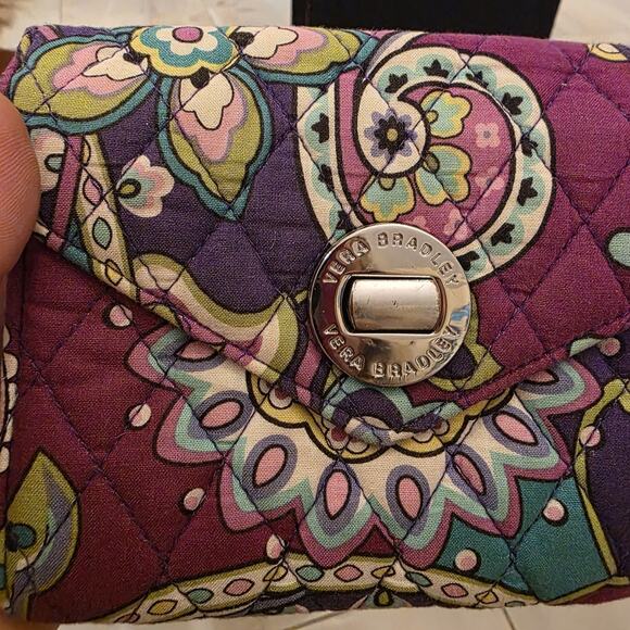 VERA BRADLEY Heather Paisley Turn Lock Wallet Wristlet Purple Teal - Picture 5 of 16